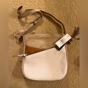 The Sak: Beige and White Crossbody Bag